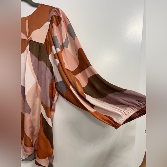 NWT DR2 swing top blouse shirt boho silky satin XL pink - Picture 3 of 10